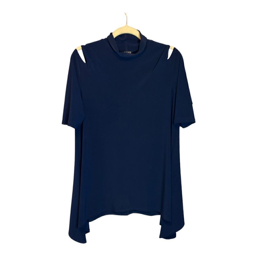 Clara Sun Woo‎ Blouse Tunic Women's Size Small Cold Shoulder Blue